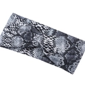 Fascia per capelli sportiva larga con nodo ed elegante stampa a serpente in tessuto elastico - grigio scuro
