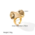 Gouden golvende roestvrijstalen open ring met een breedte van 2,46 cm en strak design - Onregelmatige lavagolf - Goud
