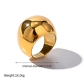 Polished golden dome ring in stainless steel with 1.7cm diameter and minimalist design - Minimalist Wide Dome - Gold