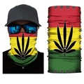 Seamless thermal bandana with red, yellow, and green stripes and leaf pattern design - S254 Cannabis Leaf