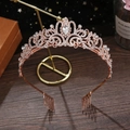 Sparkling rose gold rhinestone tiara for kids and weddings on a display stand - Rose Gold (A04#)