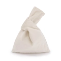 Detailed view of beige velvet knot handle bag showing soft suede texture and craftsmanship - 22*31cm / Beige