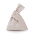 Detailed view of beige velvet wrist bag featuring a unique knotted handle design - 22*31cm / Apricot