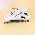 White cloud-shaped acrylic hair claw clip with black abstract lines for Halloween styling - Ghost