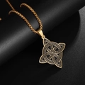 Collana vintage da uomo in acciaio inossidabile dorato con ciondolo nodo celtico nero amuleto - Oro