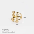 Onregelmatige geometrische vergulde roestvrijstalen ring met zirkoon en maten - 18K goud