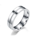 Bague double anneau en acier inoxydable argenté avec incrustation de cristaux - US 6 / Argent Sans Diamant