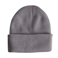 Detailed close-up showing the soft grey knitted texture and fold-over cuff of the wool beanie - Light Gray