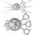 Silver multi-strand necklace clasp with hollow sunflower design and spring ring connectors - 3-Row Silver White K with Spring Ring