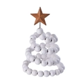 Sapin de Noël nordique en perles de bois blanc avec une étoile en métal vieilli - Blanc