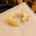 Vintage gold plated stainless steel sunburst stud earrings for a modern fashion look - Sun Ray Stud Earrings (E6078)