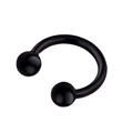 Macro shot of a black U-shaped surgical steel horseshoe ring with ball ends for piercing - Sphere / Black