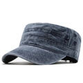 Gorra militar clásica de algodón lavado azul marino con ojales metálicos laterales - M (56-58cm) / Azul marino