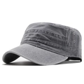 Gorra militar tipo cadet de algodón lavado gris oscuro con ojales metálicos - M (56-58cm) / Gris