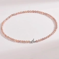 Pink freshwater pearl necklace featuring a minimalist silver T-bar toggle clasp - Pink Pearl Silver T-buckle Necklace (TAT-523)