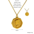 Collana vintage in acciaio inossidabile placcato oro 18k con totem a serpente - Stile Moneta Ritratto Retrò (ZXG1617)