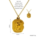 Collana in acciaio inossidabile placcato oro 18k con ciondolo a ritratto vintage - Stile Ritratto a Rilievo Rettangolare (ZXG1618)