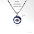 Silver stainless steel compass pendant necklace with blue and white enamel inlay finish - Blue White Compass Style (ZYS1805)