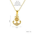 Collana con ciondolo ancora e timone in acciaio inossidabile placcato oro 18K con zirconi - Acciaio Inossidabile Placcato Oro 18K / Stile Combo Ancora e Timone (1732)