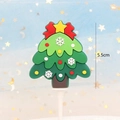 Christmas tree cake topper made of soft silicone with star and bow details, 5.5cm height - New Soft Glue Snowflake Christmas Tree
