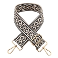 Detail of 5cm wide jacquard strap with black and white geometric pattern and gold hardware - Dark Gray