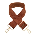 Detail of adjustable bohemian embroidered bag strap with golden metal swivel hooks - Gold Buckle / Yellow Brown