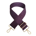 Detailed view of dark purple adjustable wide bag strap with geometric diamond weave - Dark Purple