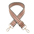 Close-up of adjustable brown and beige striped canvas strap with gold metal hooks - Flesh Pink