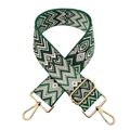 5cm wide adjustable jacquard strap with green wave pattern and gold metal hooks - Gold Buckle / 11-Green Heart Wave