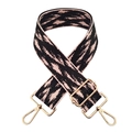 Adjustable 5cm wide pink and black jacquard shoulder strap with gold metal hooks - Gold Buckle / 14-Fashion Black Pink