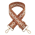 Tracolla regolabile jacquard geometrico bohémien marrone e bianco con ganci dorati - Fibbia Oro / Rombo Marrone