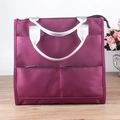 Bolso tote burdeos multibolsillo con asas plateadas y tela Oxford de alta resistencia - Rosa Rojo
