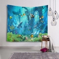 Arazzo marino con delfini, tartarughe e barriera corallina per decorazione pareti - 150x130 / Banco di pesci sott'acqua