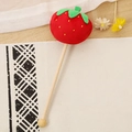 Cute red strawberry plush massage hammer with natural wooden handle for back relief - 35cm (Massage Stick) / Red Strawberry