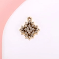 Golden diamond-shaped alloy charm with sparkling rhinestones for DIY jewelry making - Diamond / Gold