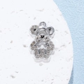 Silver bear pendant with sparkling rhinestones and pearls for DIY jewelry making - Rhinestone Bear / Silver