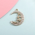 Minimalist gold moon and star pendant with sparkling rhinestones for DIY jewelry making - Gold