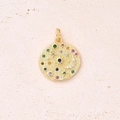 Micro-inlaid Color Zirconium Sun Xingx Moon Round Pendant (gold)|1 Pc/package / 17.5x16x2mm (aperture: 3mm)
