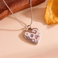 Collana Con Cristalli Colorati A Forma Di Cuore In Acciaio