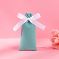 Türkisernes Samt Schmucktäschchen mit weißer Schleife, weicher Geschenkebeutel für Accessoires. - Grün Mit Weißerband / 7x9cm