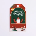 Dettaglio di un'etichetta natalizia rossa con Babbo Natale e scritta Merry Christmas - Babbo Natale con Lettere (Cartoncino Bianco)