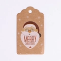 Detail of kraft paper gift tag featuring cartoon Santa Claus and Merry Christmas text - Santa Head (Kraft Paper)