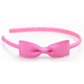 Pink grosgrain ribbon bow headband with a simple solid design for girls and women - Deep Pink