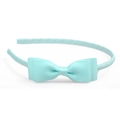 Detail of mint green grosgrain ribbon texture and layered bow on a slim headband - Stone Blue