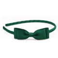 Deep green grosgrain ribbon bow headband with elegant double layer knot design - Dark Green