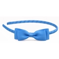 Bright blue grosgrain ribbon headband with double-layered bow and ribbed texture - Royal Blue