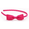 Simple ribbed ribbon bow headband in vibrant magenta pink for girls - Rose Red