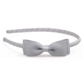 Simple light grey grosgrain ribbon bow headband for women with a minimalist design - Grey