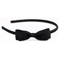 Classic black grosgrain double bow headband with a simple minimalist design for women - 030# Black