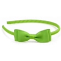 Simple bright green grosgrain ribbon headband with a bow for girls everyday wear - Light Green